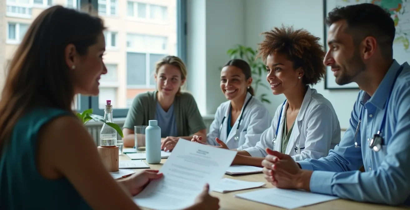 Illustration symbolique représentant la communication harmonieuse entre experts scientifiques, autorités de santé publique et citoyens au Québec.