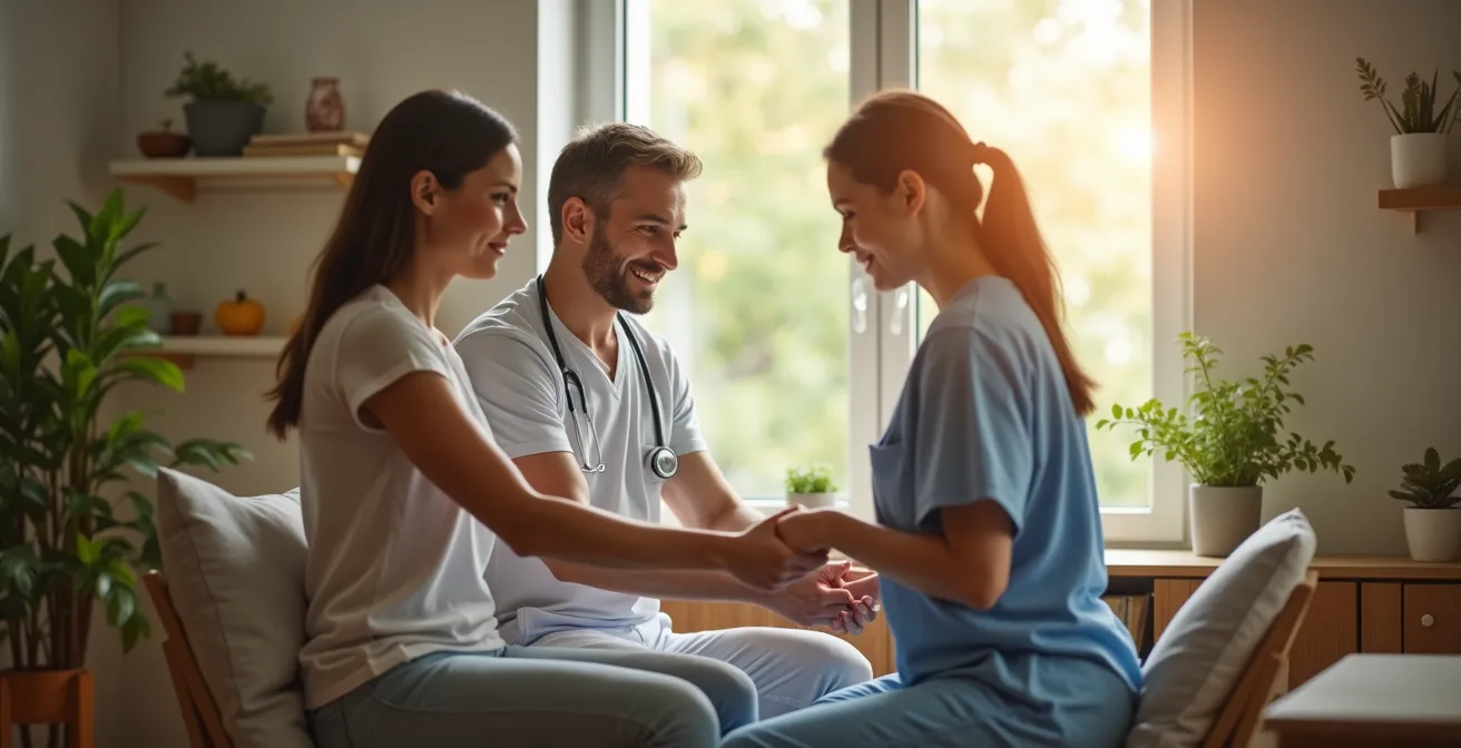 Patient recevant des soins de physiothérapie et conseils en nutrition avant un traitement médical majeur