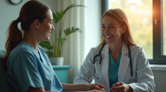 Soignant et patient en consultation médicale au Québec illustrant la confiance et la prise en charge thérapeutique