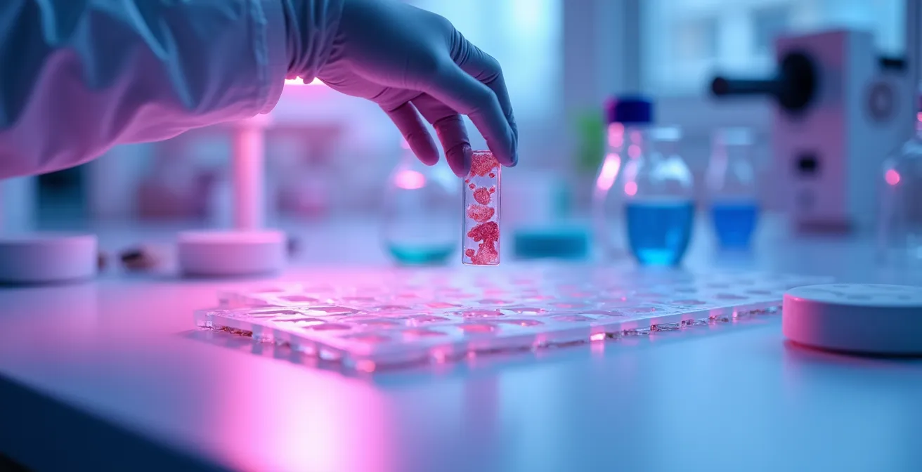 Technicien de laboratoire analysant des échantillons de tissus tumoraux pour identifier les biomarqueurs