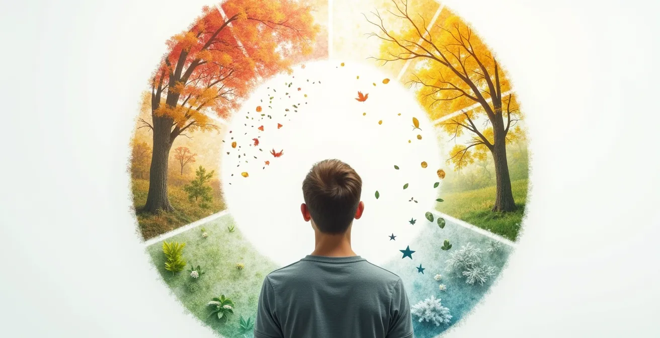 Calendrier visuel montrant les différents déclencheurs d'asthme selon les saisons au Québec