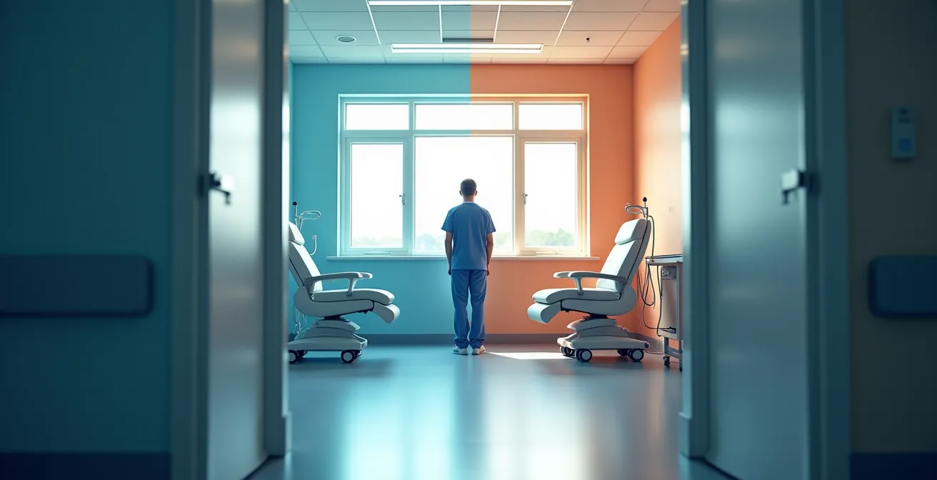 Comparaison visuelle entre l'approche chimiothérapie et immunothérapie dans un environnement hospitalier québécois