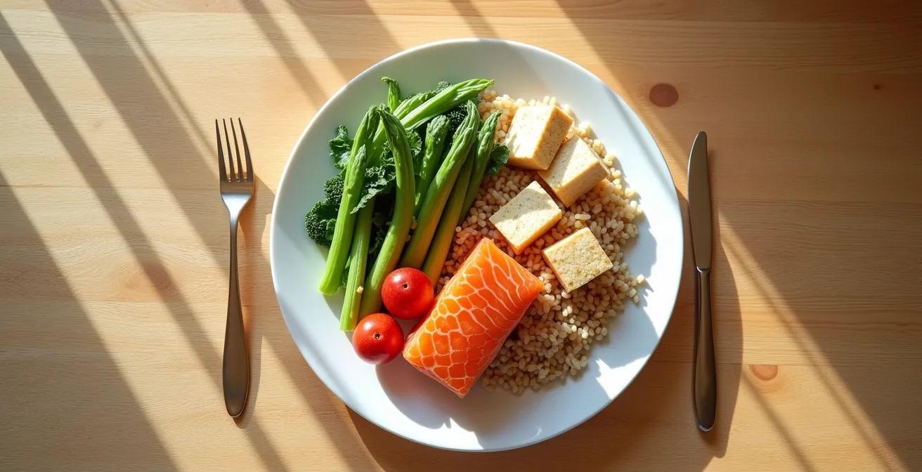 Visualisation de l'assiette équilibrée selon le Guide alimentaire canadien pour la gestion de l'insuline