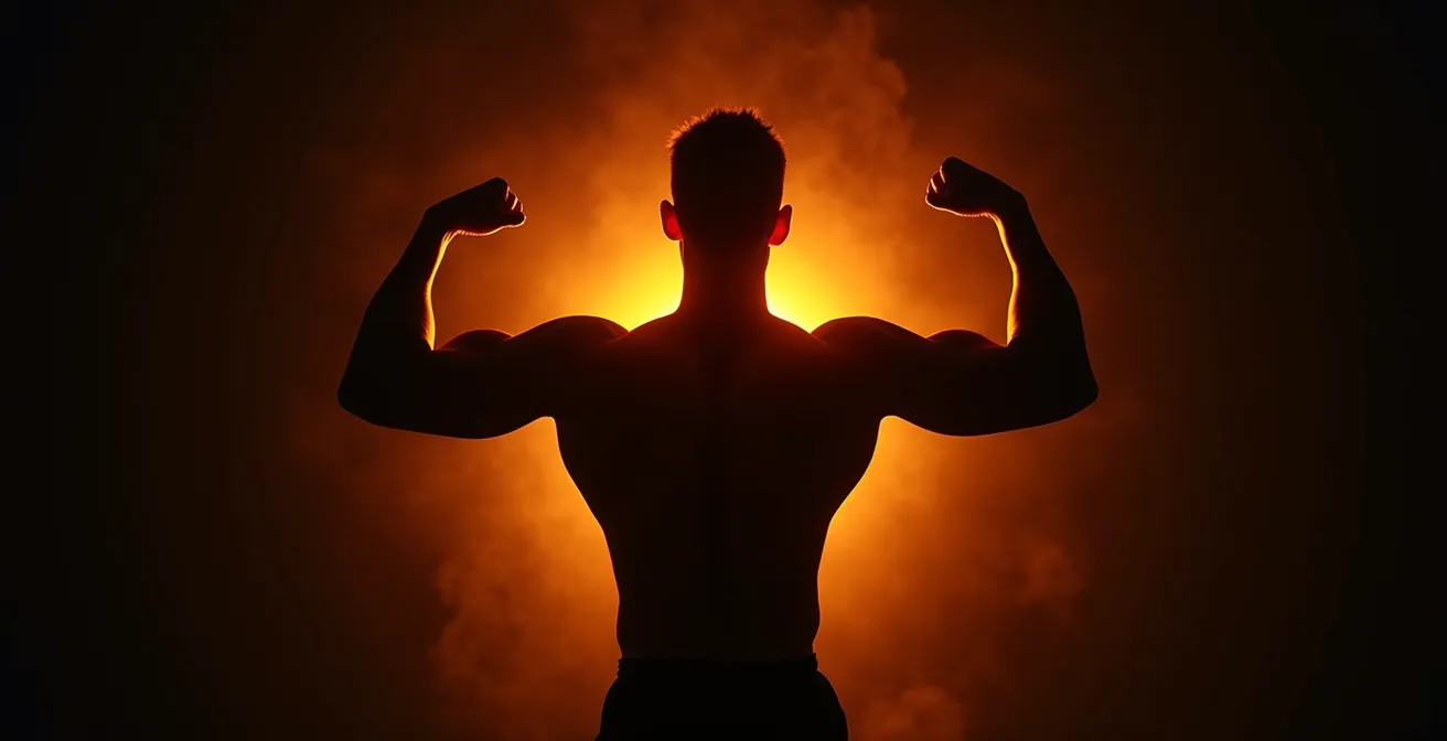 Vue symbolique du métabolisme musculaire actif avec représentation énergétique