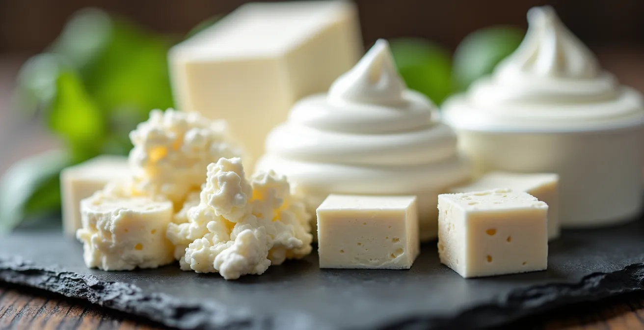 Arrangement artistique d'aliments riches en protéines disponibles au Québec